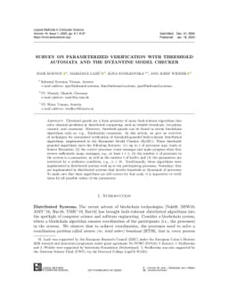 Survey on Parameterized Verification with Threshold Automata and the
  Byzantine Model Checker