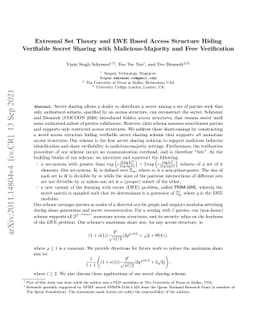 Extremal Set Theory and LWE Based Access Structure Hiding Verifiable
  Secret Sharing with Malicious-Majority and Free Verification