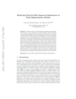 Reducing Textural Bias Improves Robustness of Deep Segmentation Models