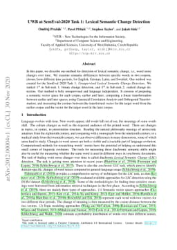 UWB at SemEval-2020 Task 1: Lexical Semantic Change Detection