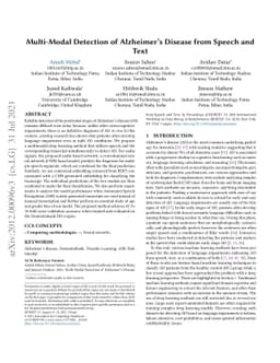 Multi-Modal Detection of Alzheimer's Disease from Speech and Text