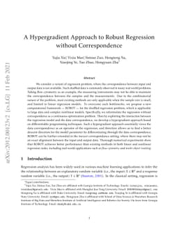 A Hypergradient Approach to Robust Regression without Correspondence