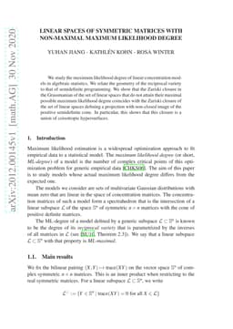 Linear Spaces of Symmetric Matrices with Non-Maximal Maximum Likelihood
  Degree