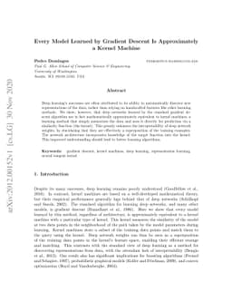 Every Model Learned by Gradient Descent Is Approximately a Kernel
  Machine