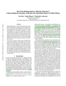 Does Fair Ranking Improve Minority Outcomes? Understanding the Interplay
  of Human and Algorithmic Biases in Online Hiring