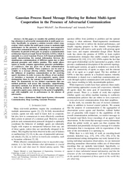 Gaussian Process Based Message Filtering for Robust Multi-Agent
  Cooperation in the Presence of Adversarial Communication