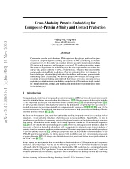 Cross-Modality Protein Embedding for Compound-Protein Affinity and
  Contact Prediction