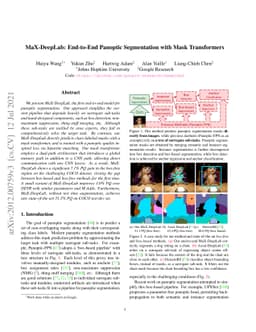 MaX-DeepLab: End-to-End Panoptic Segmentation with Mask Transformers