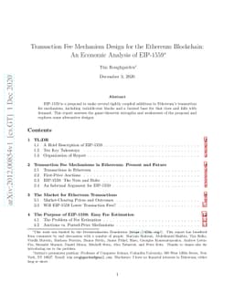 Transaction Fee Mechanism Design for the Ethereum Blockchain: An
  Economic Analysis of EIP-1559