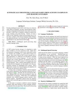Automatically Identifying Language Family from Acoustic Examples in Low
  Resource Scenarios