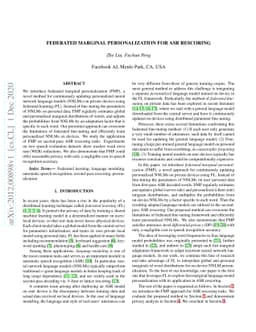 Federated Marginal Personalization for ASR Rescoring