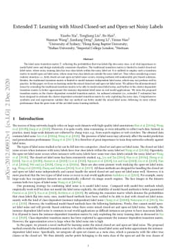 Extended T: Learning with Mixed Closed-set and Open-set Noisy Labels