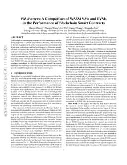 VM Matters: A Comparison of WASM VMs and EVMs in the Performance of
  Blockchain Smart Contracts