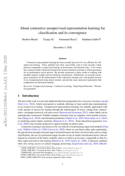 About contrastive unsupervised representation learning for
  classification and its convergence