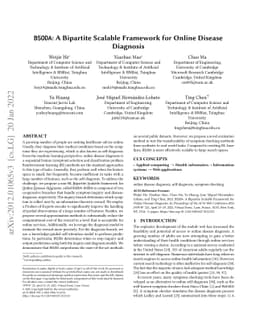 BSODA: A Bipartite Scalable Framework for Online Disease Diagnosis
