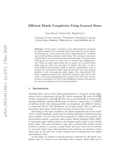 Efficient Depth Completion Using Learned Bases
