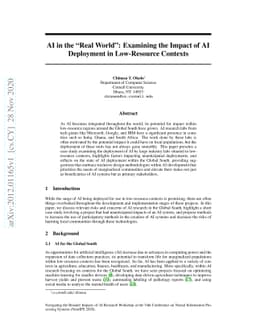 AI in the "Real World": Examining the Impact of AI Deployment in
  Low-Resource Contexts