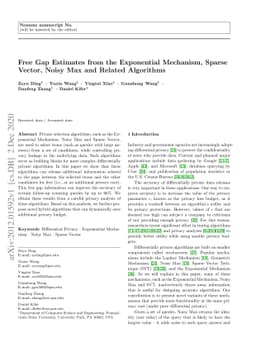 Free Gap Estimates from the Exponential Mechanism, Sparse Vector, Noisy
  Max and Related Algorithms