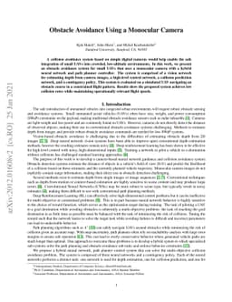 Obstacle Avoidance Using a Monocular Camera