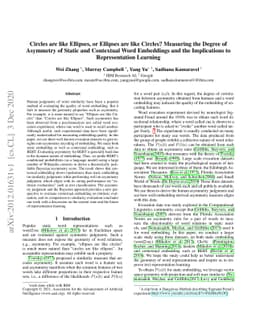 Circles are like Ellipses, or Ellipses are like Circles? Measuring the
  Degree of Asymmetry of Static and Contextual Embeddings and the Implications
  to Representation Learning