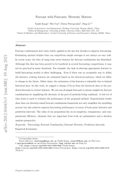 Forecast with Forecasts: Diversity Matters