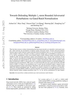 Towards Defending Multiple $\ell_p$-norm Bounded Adversarial
  Perturbations via Gated Batch Normalization