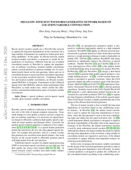 MelGlow: Efficient Waveform Generative Network Based on
  Location-Variable Convolution