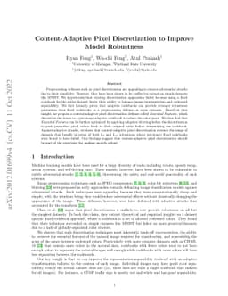Content-Adaptive Pixel Discretization to Improve Model Robustness