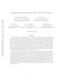 Quantum learning algorithms imply circuit lower bounds