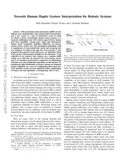 Towards Human Haptic Gesture Interpretation for Robotic Systems