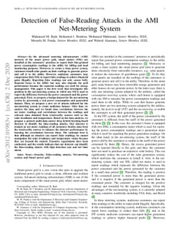Detection of False-Reading Attacks in the AMI Net-Metering System