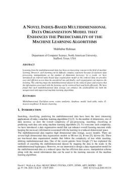 A Novel index-based multidimensional data organization model that
  enhances the predictability of the machine learning algorithms