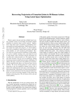 Recovering Trajectories of Unmarked Joints in 3D Human Actions Using
  Latent Space Optimization