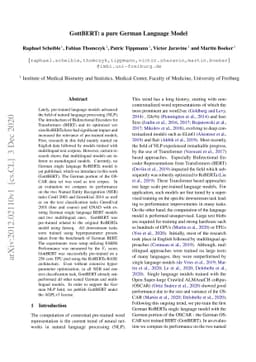 GottBERT: a pure German Language Model