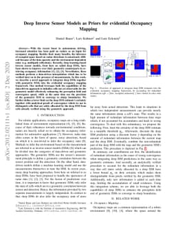 Deep Inverse Sensor Models as Priors for evidential Occupancy Mapping