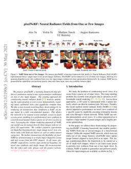 pixelNeRF: Neural Radiance Fields from One or Few Images