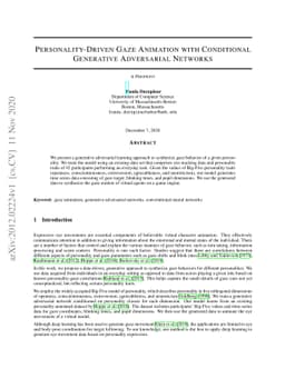 Personality-Driven Gaze Animation with Conditional Generative
  Adversarial Networks