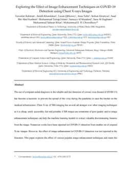 Exploring the Effect of Image Enhancement Techniques on COVID-19
  Detection using Chest X-rays Images