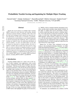 Probabilistic Tracklet Scoring and Inpainting for Multiple Object
  Tracking