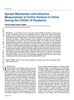 Spread Mechanism and Influence Measurement of Online Rumors in China
  During the COVID-19 Pandemic