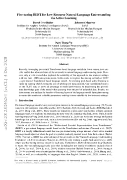Fine-tuning BERT for Low-Resource Natural Language Understanding via
  Active Learning