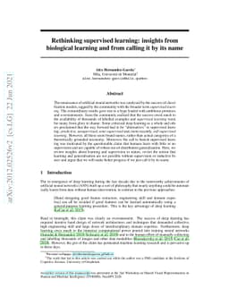 Rethinking supervised learning: insights from biological learning and
  from calling it by its name