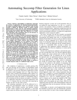 Automating Seccomp Filter Generation for Linux Applications