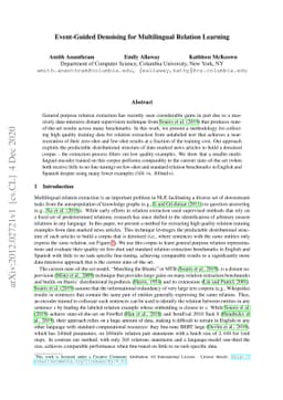 Event Guided Denoising for Multilingual Relation Learning