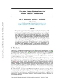 Few-shot Image Generation with Elastic Weight Consolidation