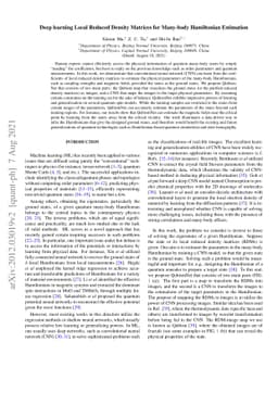 Deep learning Local Reduced Density Matrices for Many-body Hamiltonian
  Estimation