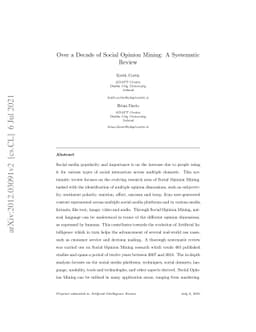 Over a Decade of Social Opinion Mining: A Systematic Review