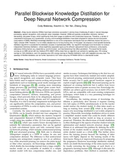 Parallel Blockwise Knowledge Distillation for Deep Neural Network
  Compression