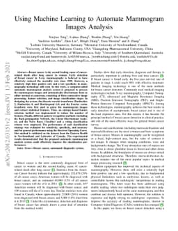 Using Machine Learning to Automate Mammogram Images Analysis