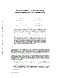 Accurate and Fast Federated Learning via Combinatorial Multi-Armed
  Bandits